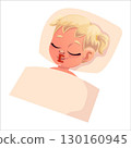 Flat design of baby with tape on mouth for sleep 130160945