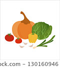 Simple flat vegetables composition. Healthy food 130160946