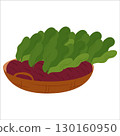 Simple flat vegetables in basket 130160950
