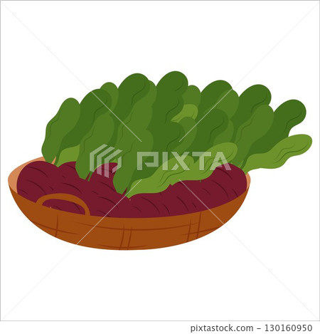 Simple flat vegetables in basket Simple flat vegetables in basket 130160950