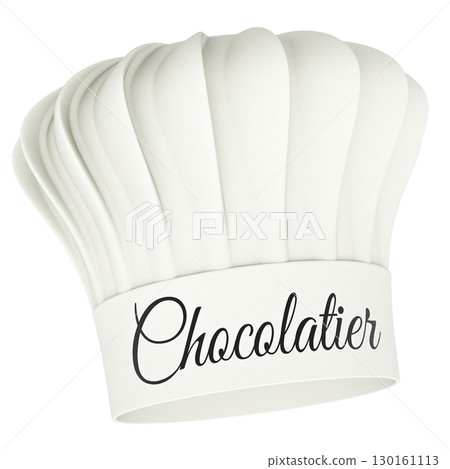 Chocolatier, chef hat with inscription. 3D rendering 130161113