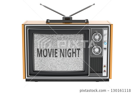 Movie Night concept with retro TV. 3D rendering 130161118