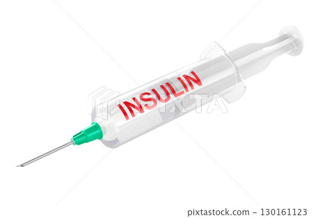 Syringe with Insulin. 3D rendering Syringe with Insulin. 3D rendering 130161123