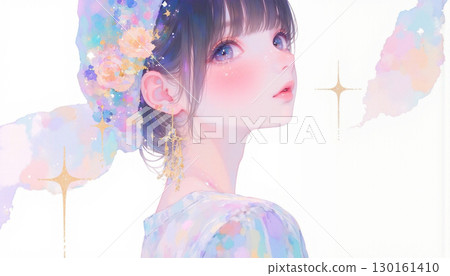 Portrait of a cute girl in a kimono Portrait of a cute girl in a kimono 130161410