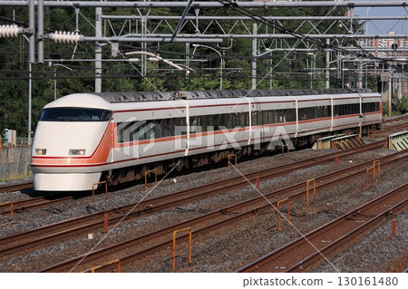 Tobu 100 Series Limited Express Spacia train speeding along the JR Tohoku Main Line, photographed on September 4, 2010 130161480