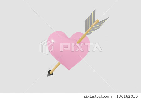 Pink heart pierced by an arrow 130162019