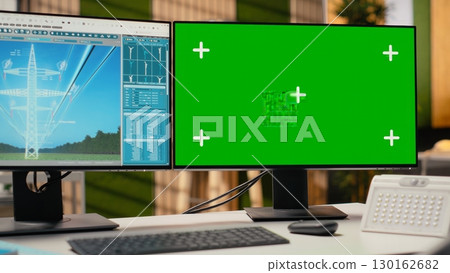 Digital modeling tool on green screen mockup computer used for smart electric grid development in office. CAD software on chroma key PC used to work on upgrading high voltage transmission tower Digital modeling tool on green screen mockup computer used for smart electric grid development in office. CAD software on chroma key PC used to work on upgrading high voltage transmission tower 130162682
