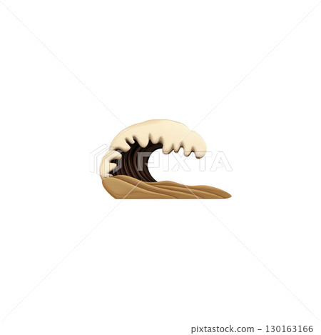 A stylized illustration of wave with smooth, flowing design and warm colors, evoking sense of calm and movement. wave crest is highlighted with soft, creamy hue 130163166