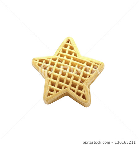 A star shaped waffle with golden brown color and grid pattern is isolated on transparency background, showcasing its texture and inviting appearance A star shaped waffle with golden brown color and grid pattern is isolated on transparency background, showcasing its texture and inviting appearance 130163211
