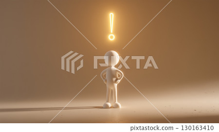 一個簡單的站立的男人在感嘆號下思考 130163410