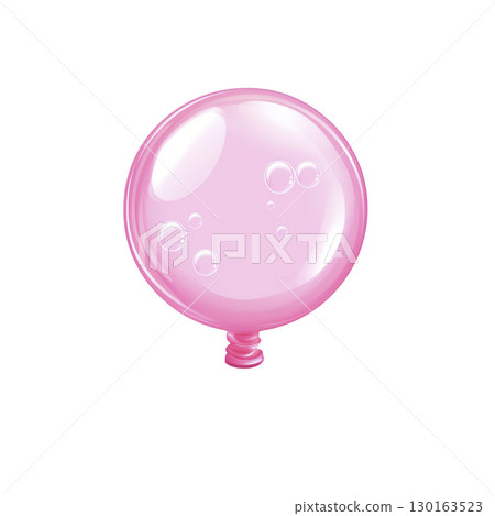 A shiny pink bubblegum bubble with smooth surface and small reflections, floating against transparent background. bubble appears delicate and playful A shiny pink bubblegum bubble with smooth surface and small reflections, floating against transparent background. bubble appears delicate and playful 130163523