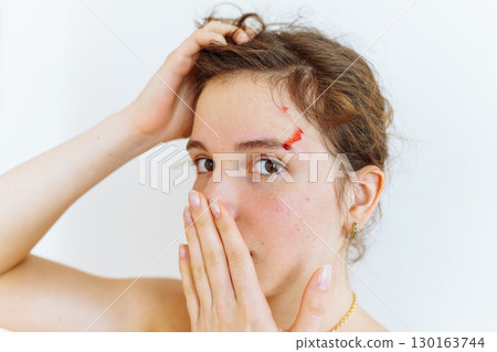 wound blood face woman wound blood face woman 130163744