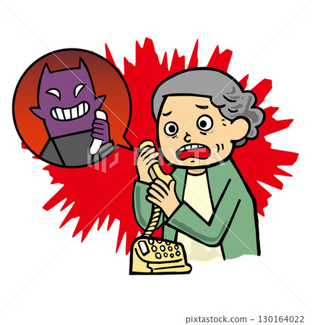 An elderly woman talking to a scammer over the phone 130164022