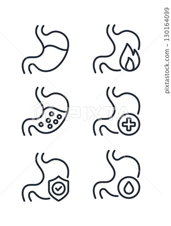 Stomach ache icons set vector illustration. 130164099