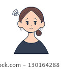 年輕女子憂慮的表情，上半身正面，簡單的插圖 130164288