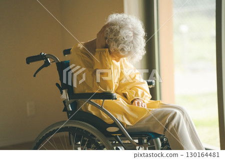 Senior woman with a headache 130164481