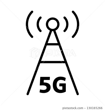 5G網路圖示。無線電波從天線發射。 5G網路圖示。無線電波從天線發射。 130165266