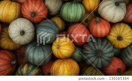 Pumpkin vegetable pattern vibrant color real food healthy lifestyle 130165384