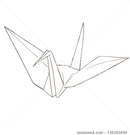 Simple line drawing Japanese style illustration of an origami crane Simple line drawing Japanese style illustration of an origami crane 130165699