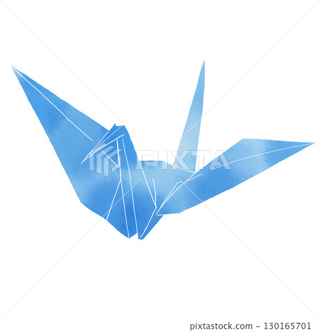 Watercolor style Japanese illustration of a blue origami crane 130165701