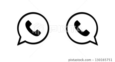 Phone icons inside chat bubbles, symbolizing messaging or calling apps, communication, and customer support. Phone icons inside chat bubbles, symbolizing messaging or calling apps, communication, and customer support. 130165751