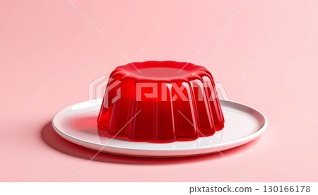 Red Strawberry Pudding on a Plate with Pink Background, 3d render Red Strawberry Pudding on a Plate with Pink Background, 3d render 130166178