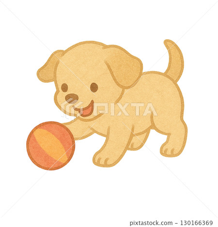 小狗玩球的插圖 130166369