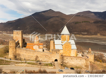 Medieval Ananuri fortress on Aragvi river in Georgia 130166387