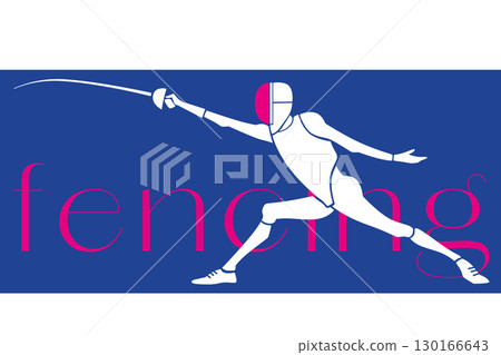 Fencer delivering a thrust Fencer delivering a thrust 130166643