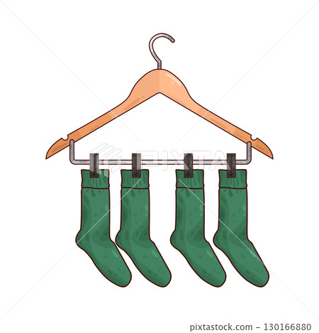 illustration of Socks Hanging On Hanger 130166880
