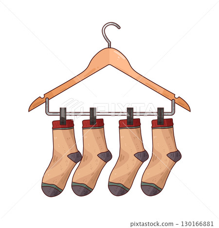 illustration of Socks Hanging On Hanger 130166881