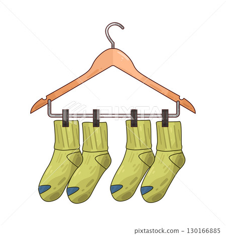 illustration of Socks Hanging On Hanger 130166885