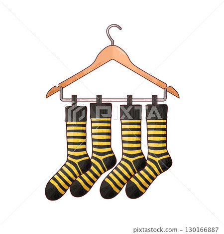 illustration of Socks Hanging On Hanger 130166887