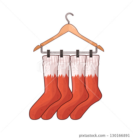 illustration of Socks Hanging On Hanger 130166891