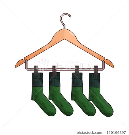 illustration of Socks Hanging On Hanger 130166897