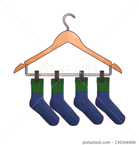 illustration of Socks Hanging On Hanger 130166900