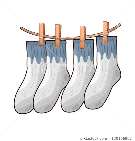 illustration of Socks Hanging On Rope 130166962