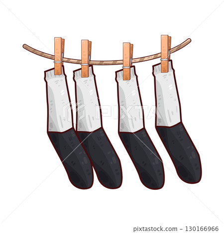 illustration of Socks Hanging On Rope 130166966