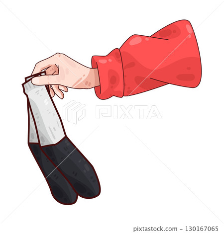 illustration of hand holding socks illustration of hand holding socks 130167065