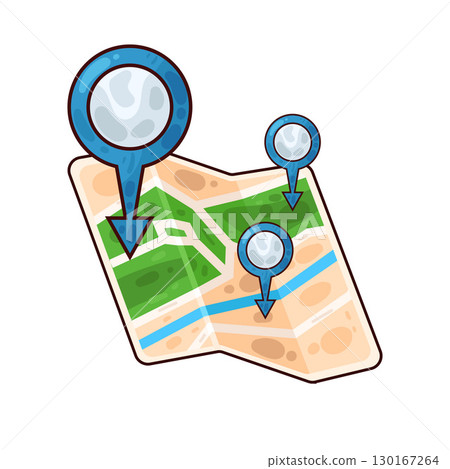 illustration of map with location pin 130167264