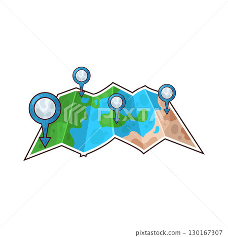 illustration of map with location pins illustration of map with location pins 130167307