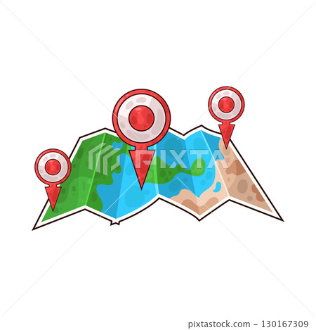 illustration of map with location pins illustration of map with location pins 130167309