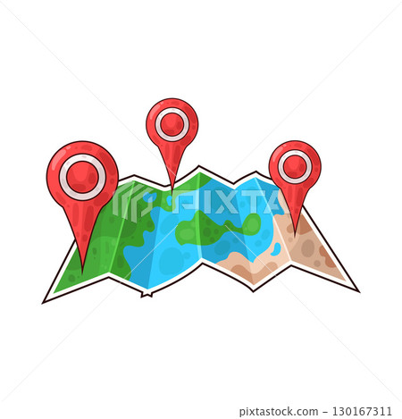 illustration of map with location pins 130167311