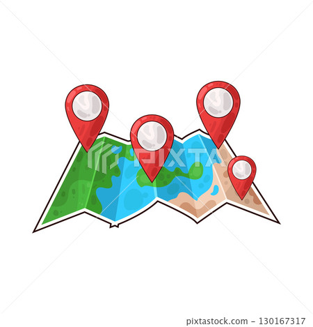 illustration of map with location pins illustration of map with location pins 130167317