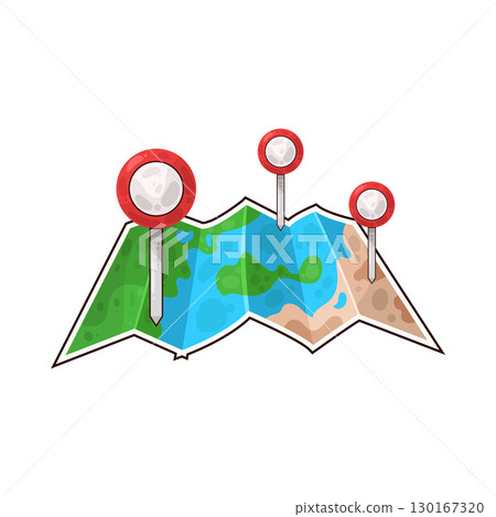 illustration of map with location pins 130167320