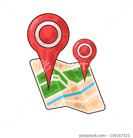 illustration of map with location pins 130167321
