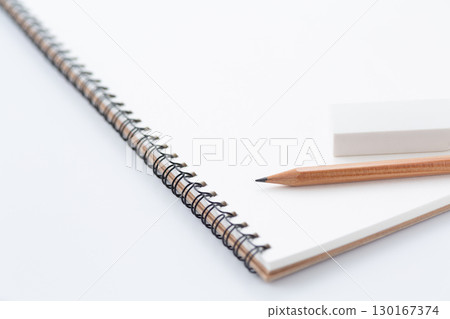 Sketchbook, pencil and eraser Sketchbook, pencil and eraser 130167374