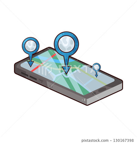 illustration of mobile map 130167398