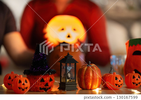 Halloween Decorations and Festivities with Pumpkins and Lanterns Halloween Decorations and Festivities with Pumpkins and Lanterns 130167599