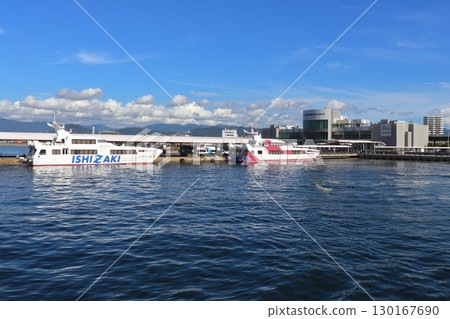 A view of Hiroshima Port (Ujina) with a liner bound for Ehime docked (Hiroshima City, Hiroshima Prefecture) A view of Hiroshima Port (Ujina) with a liner bound for Ehime docked (Hiroshima City, Hiroshima Prefecture) 130167690